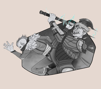 Half Body Greyscale - Redcoat